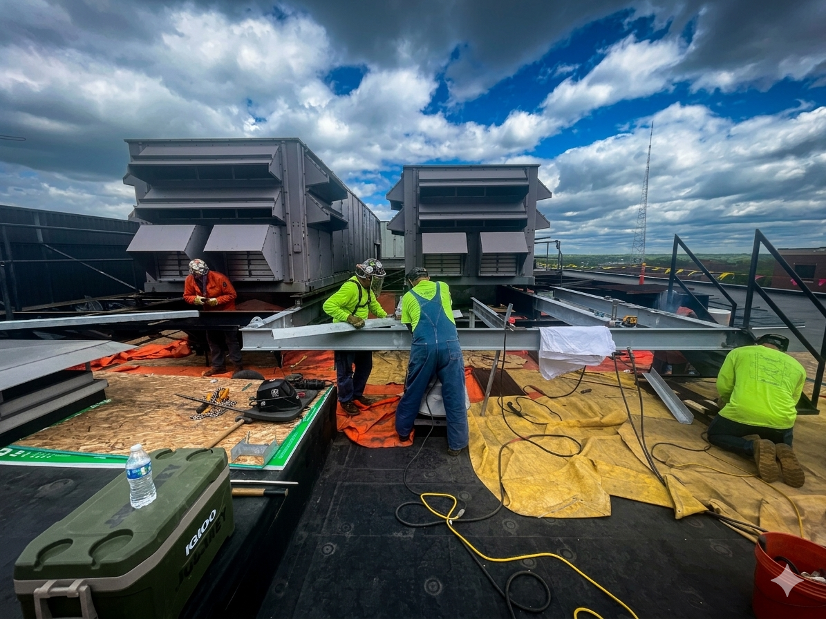 Field installation — rooftop mechanical equipment